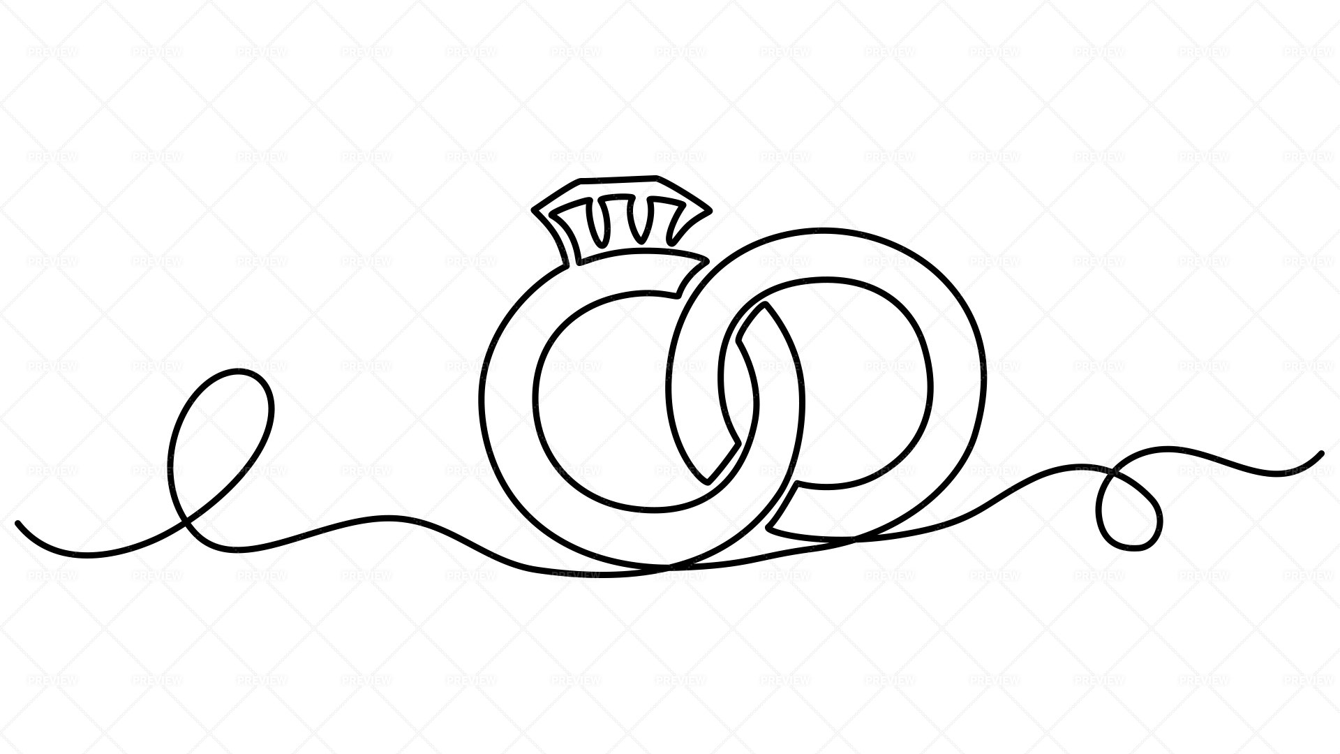 One Continuous Line Drawing Of Wedding Rings Romantic Elegance Concept And  Symbol Proposal Engagement And Love Marriage In Simple Linear Style  Editable Stroke Vector Illustration Stock Illustration - Download Image Now  - iStock